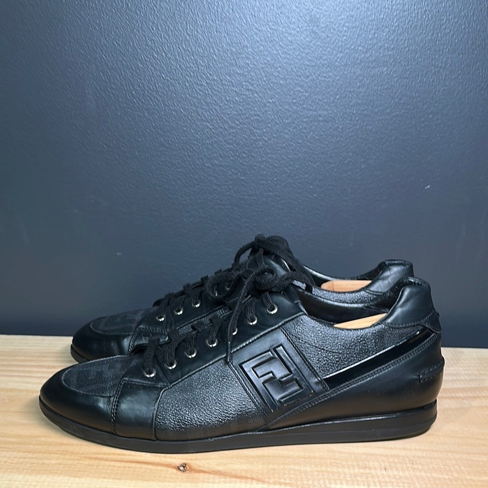 Fendi Wimbledon Trainers Black Leather Men's Shoes - Picture 5 of 10